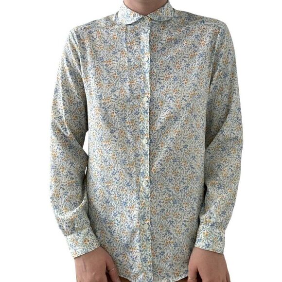 Vintage 1970s Pastel Floral Cottagecore Spring Hippie Blouse Sz S - Picture 9 of 9